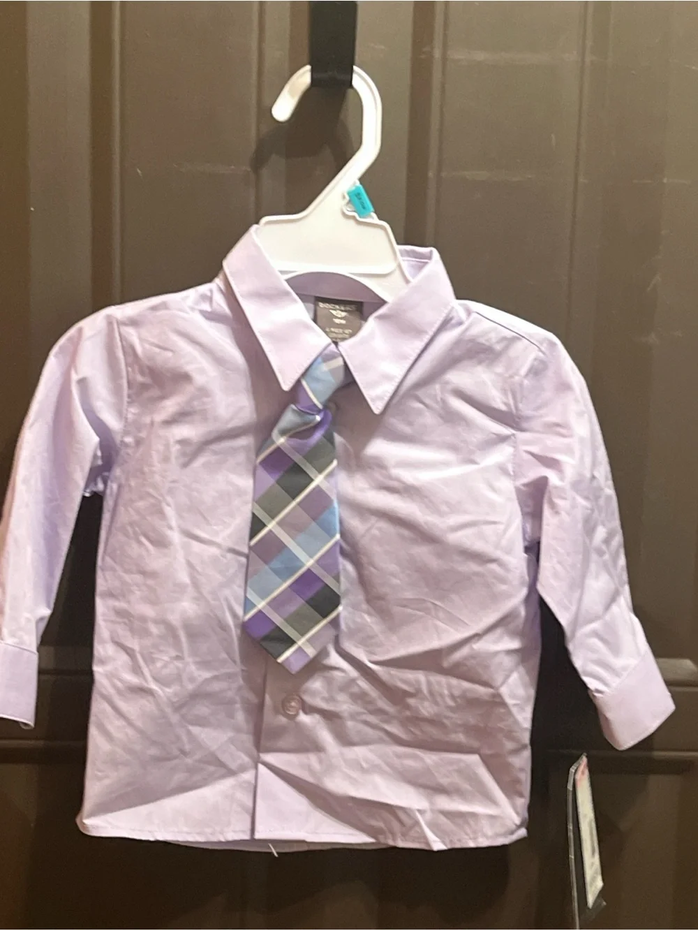 Dockers Kids Lavender Shirt with Purple and Blue Plaid Tie